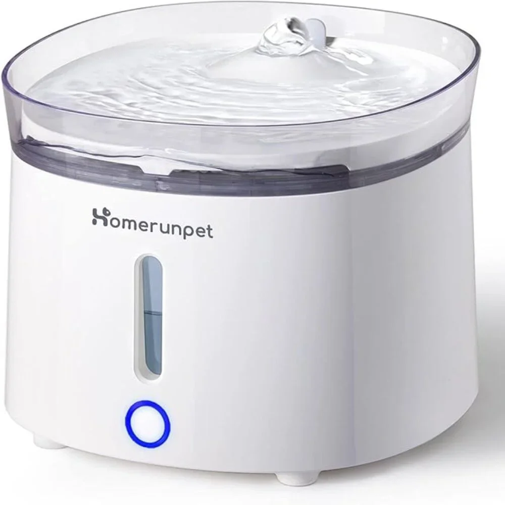 HomeRunPet Silent Pet Water Fountain, 67 oz/2L, Pet Fountain Wireless Pump New
